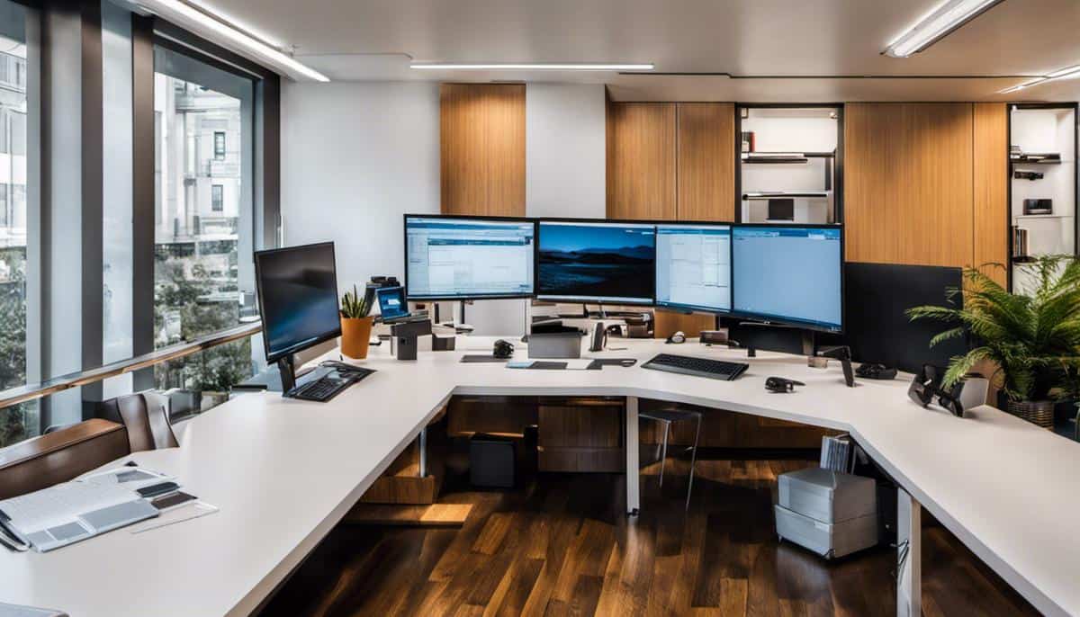 Image of a clean and well-organized workspace, representing the impact of a clean environment on productivity.